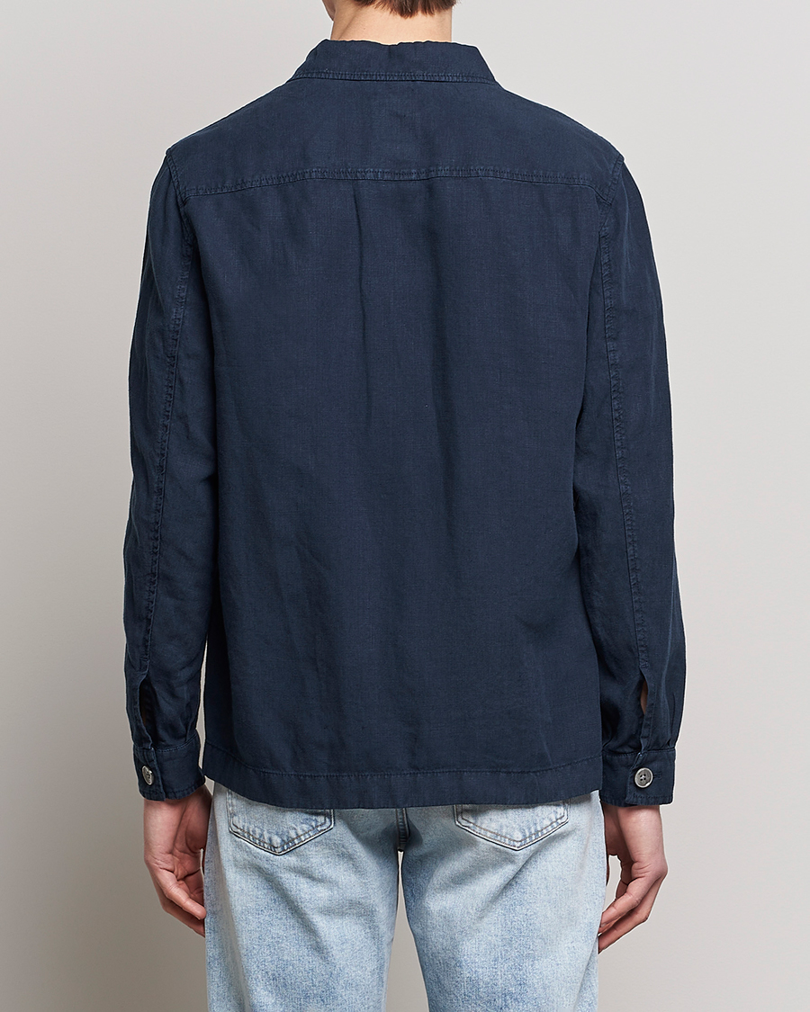 Mies | Kauluspaidat | BOSS BLACK | Carper Linen Overshirt Dark Blue