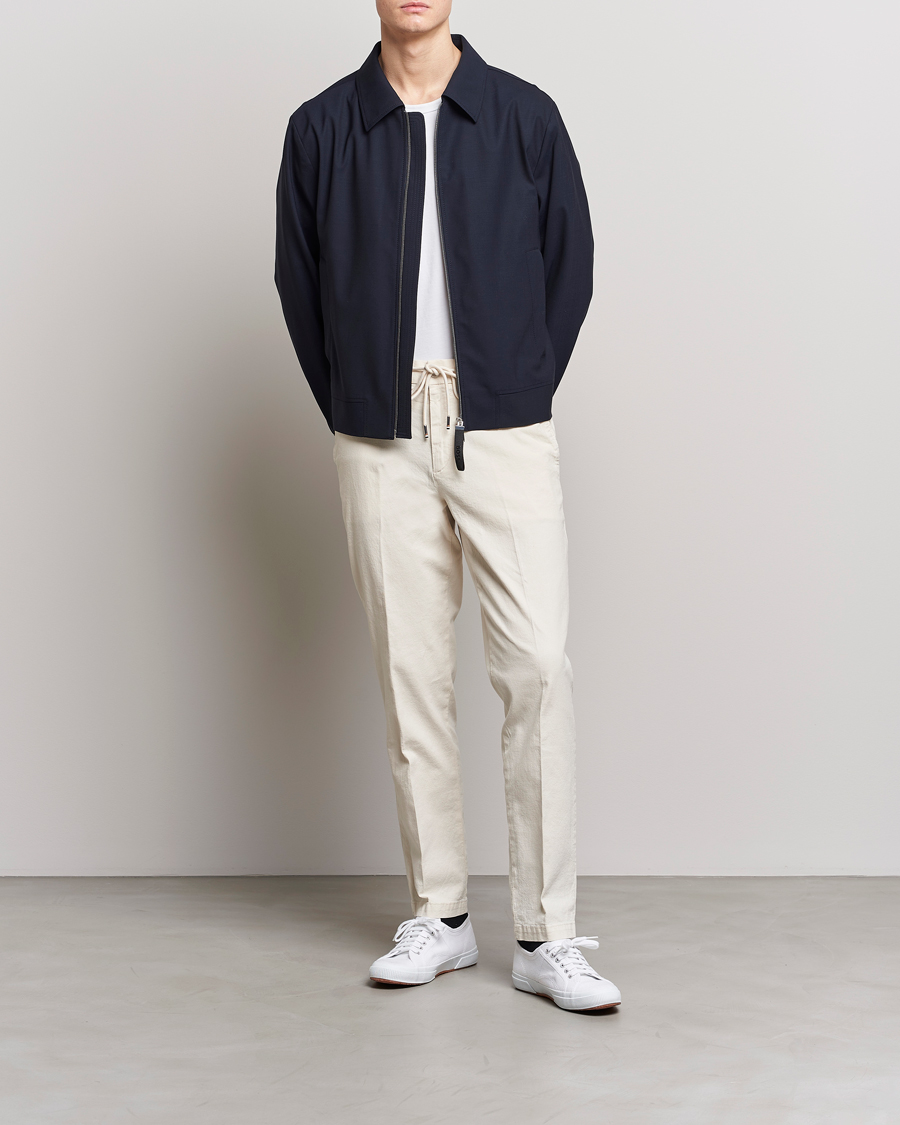Mies | Housut | BOSS BLACK | Kane Cotton/Linen Drawstring Trousers Open White