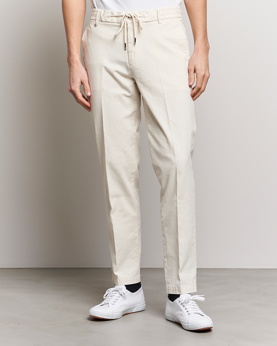 Mies | BOSS BLACK | BOSS BLACK | Kane Cotton/Linen Drawstring Trousers Open White