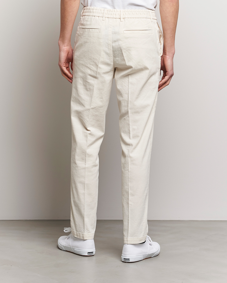 Mies | Housut | BOSS BLACK | Kane Cotton/Linen Drawstring Trousers Open White
