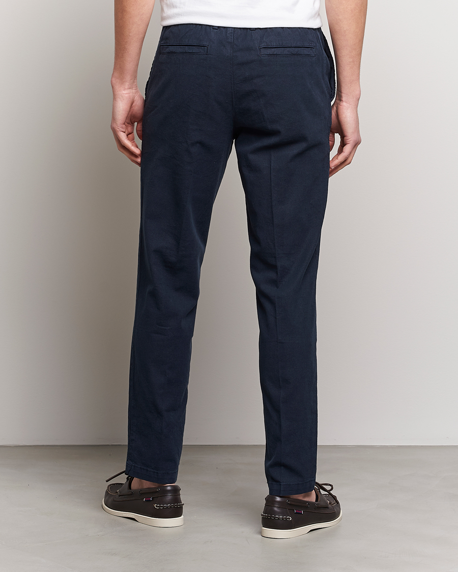 Mies | Housut | BOSS BLACK | Kane Cotton/Linen Drawstring Trousers Dark Blue