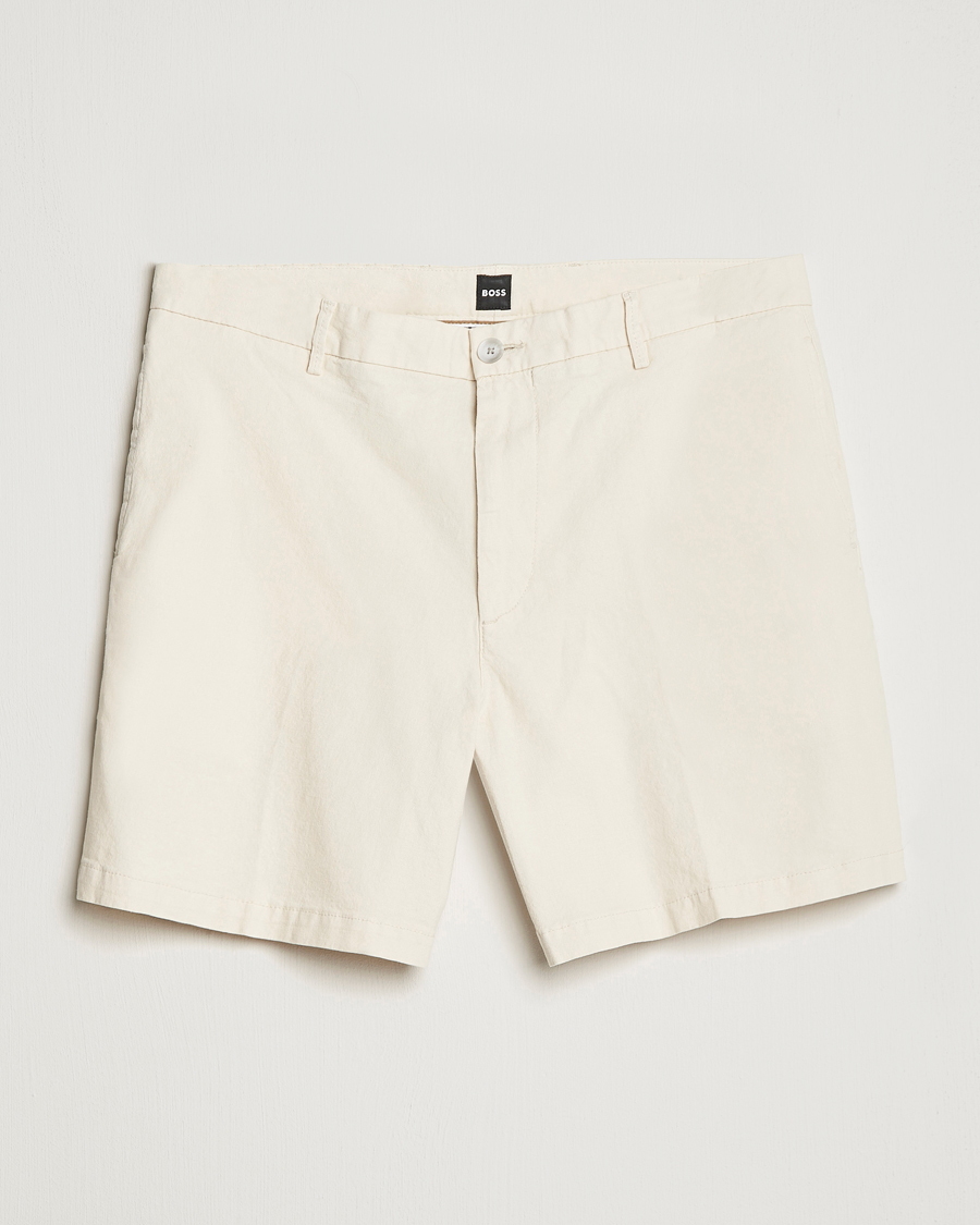 Mies | Shortsit | BOSS BLACK | Karlos Cotton/Linen Shorts Open White