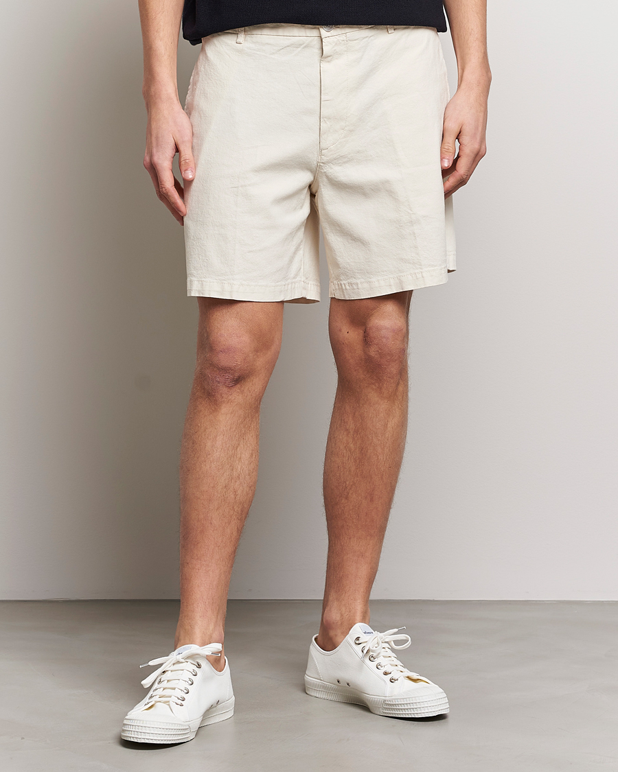 Mies | Osastot | BOSS BLACK | Karlos Cotton/Linen Shorts Open White