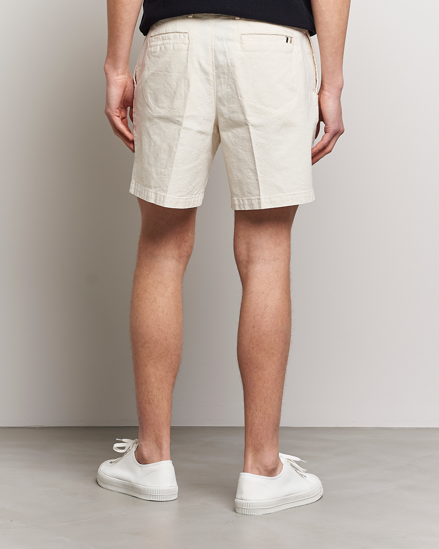Mies | Shortsit | BOSS BLACK | Karlos Cotton/Linen Shorts Open White