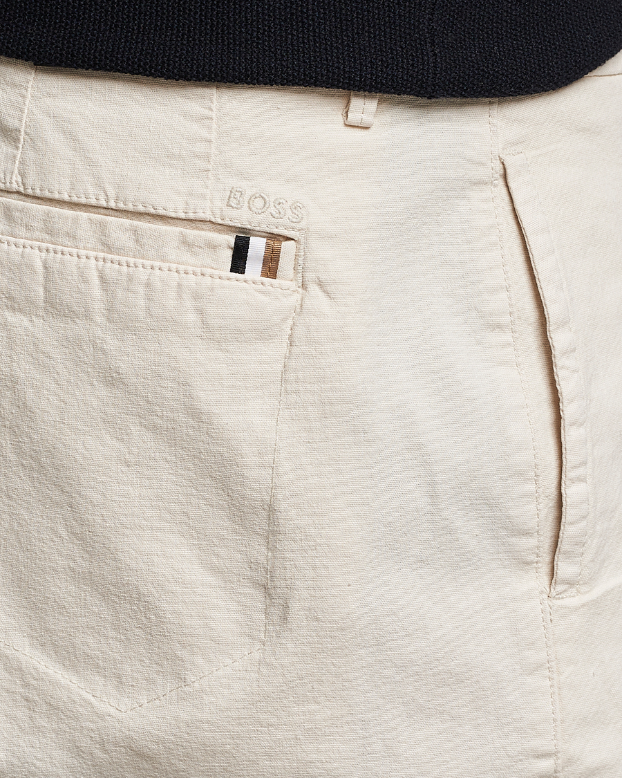 Mies | Shortsit | BOSS BLACK | Karlos Cotton/Linen Shorts Open White