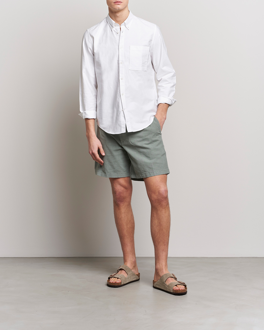 Mies | Shortsit | BOSS BLACK | Karlos Cotton/Linen Shorts Open Green