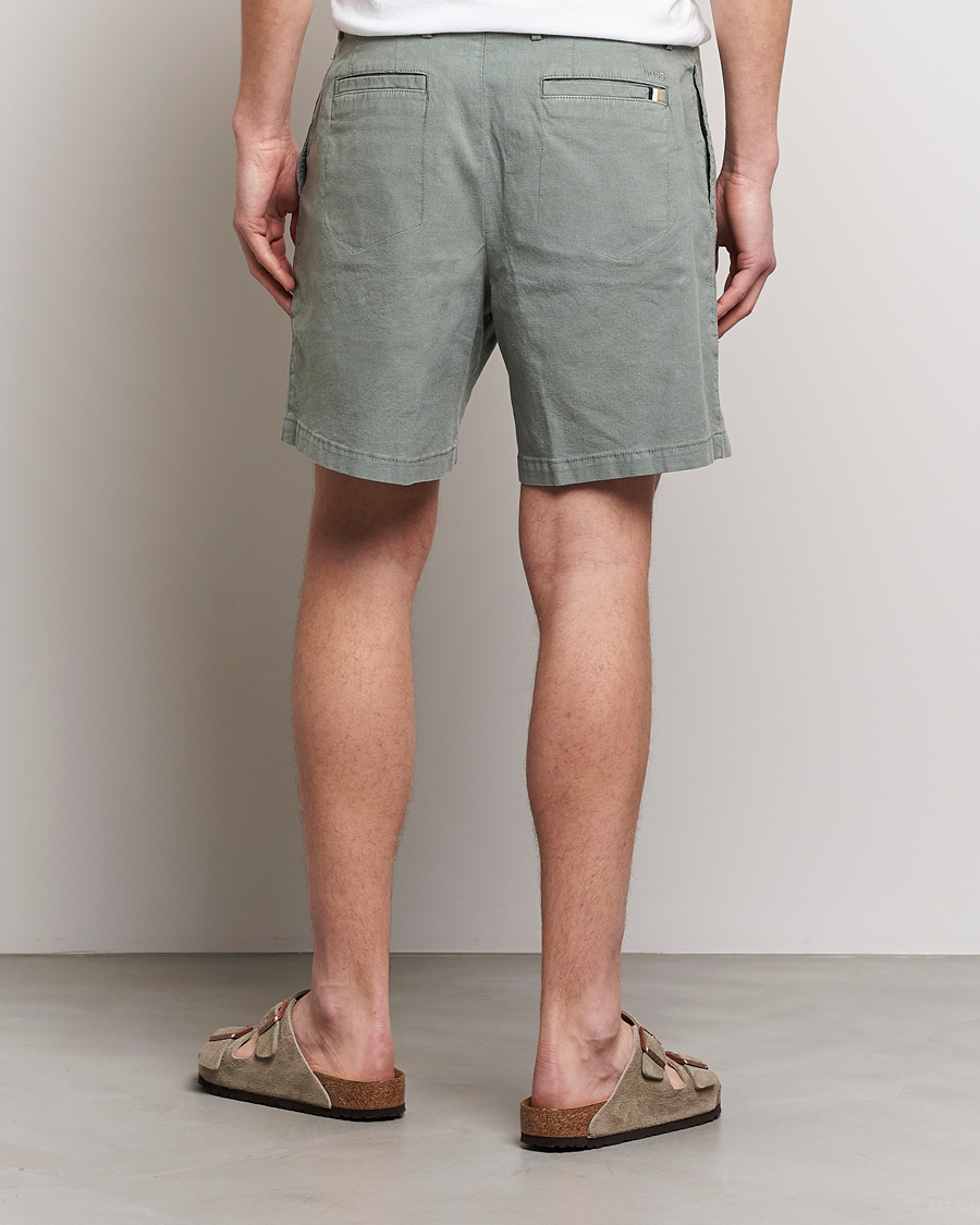 Mies | Shortsit | BOSS BLACK | Karlos Cotton/Linen Shorts Open Green