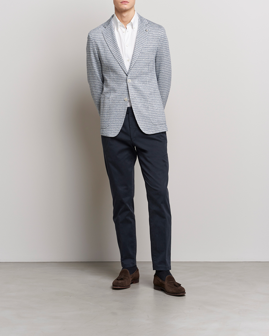 Mies | Pikkutakit | BOSS BLACK | Hanry Linen/Cotton Structured Blazer Open Blue