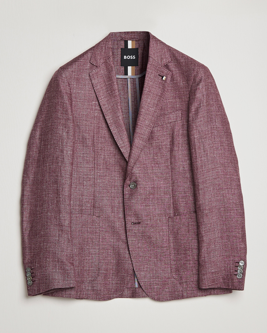 Mies | Pikkutakit | BOSS BLACK | Hanry Linen/Wool Blazer Dark Red