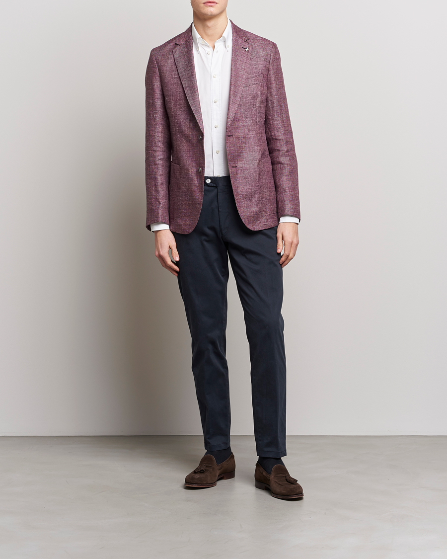 Mies | Pikkutakit | BOSS BLACK | Hanry Linen/Wool Blazer Dark Red