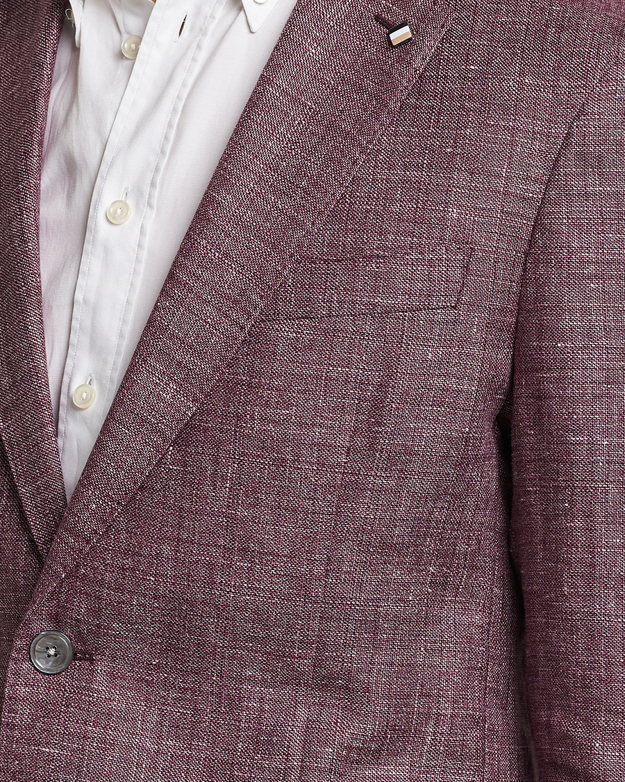 Mies | Pikkutakit | BOSS BLACK | Hanry Linen/Wool Blazer Dark Red