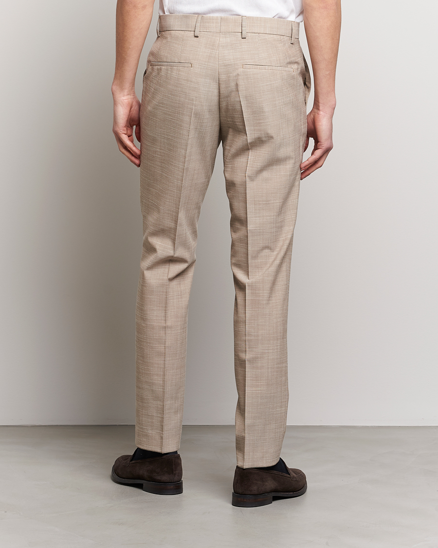 Mies | Housut | BOSS BLACK | Genius Wool/Cotton Pleated Trousers Light Beige