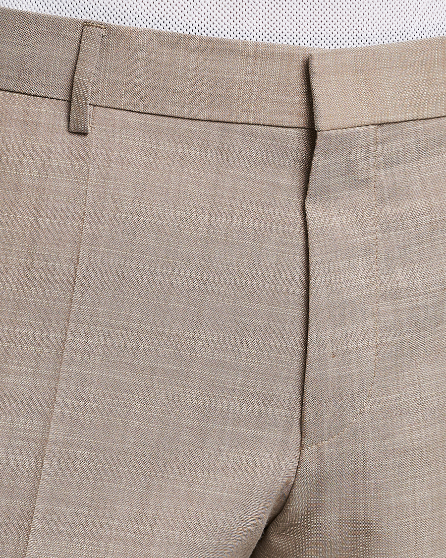 Mies | Housut | BOSS BLACK | Genius Wool/Cotton Pleated Trousers Light Beige