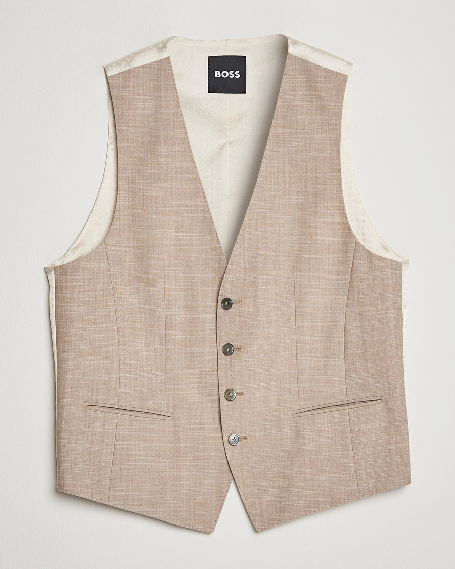 Mies | Pikkutakit | BOSS BLACK | Huge Wool/Cotton Vest Light Beige