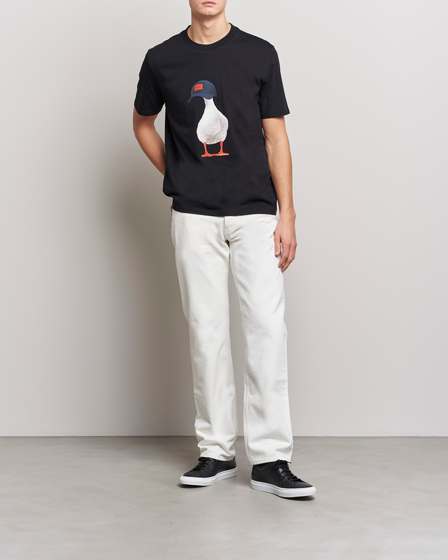 Mies | T-paidat | HUGO | Ducky Printed Crew Neck T-Shirt Black