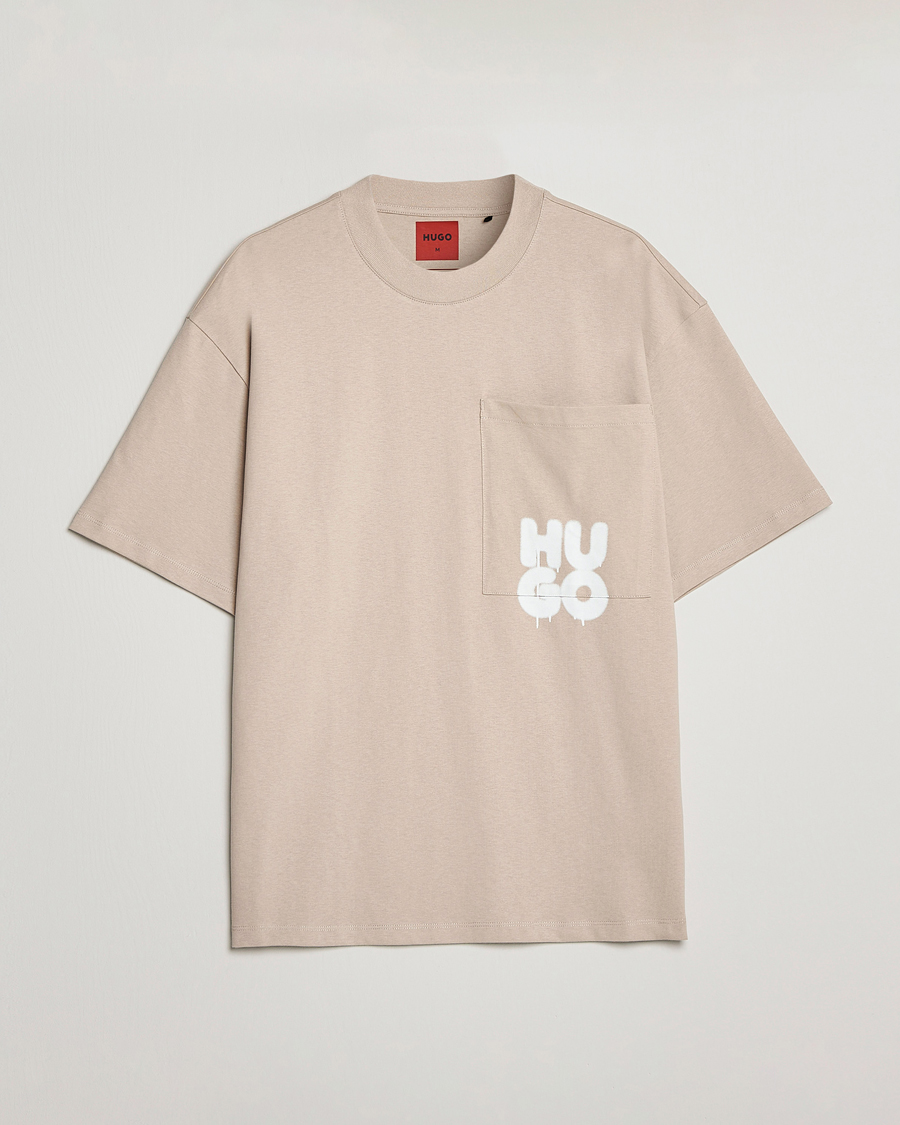Mies | T-paidat | HUGO | Dampato Logo Pocket Crew Neck T-Shirt Light Beige