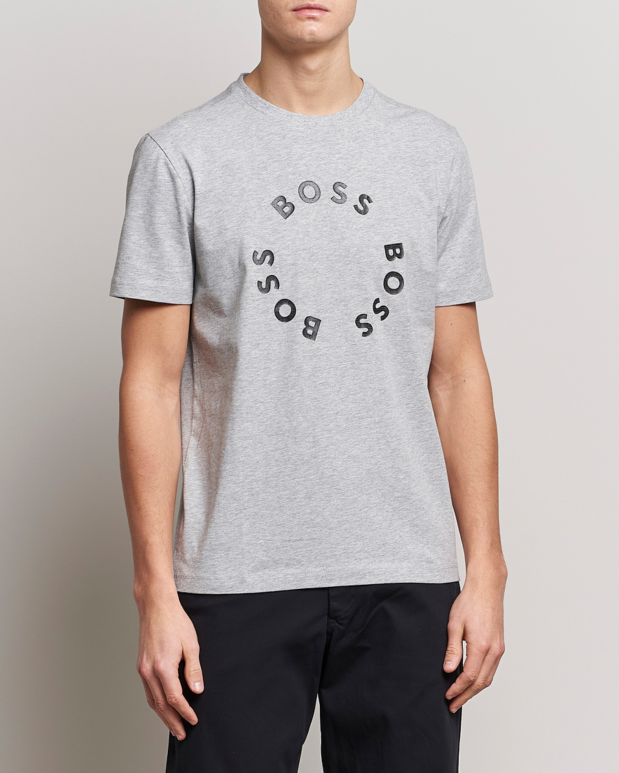 Mies | BOSS GREEN | BOSS GREEN | Circle Logo Crew Neck T-Shirt Light Grey
