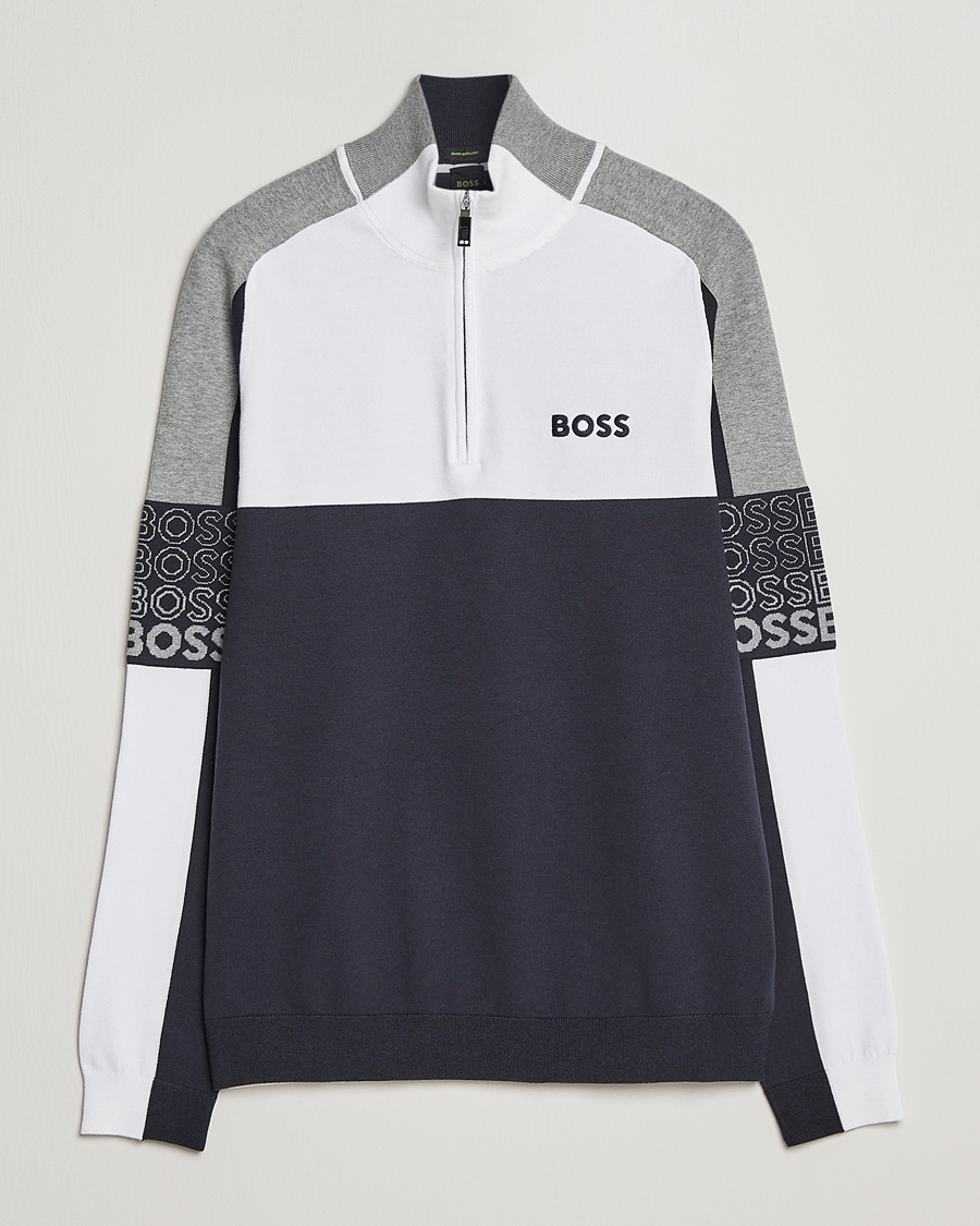 Mies | Puserot | BOSS GREEN | Zolko Knitted Half-Zip Dark Blue