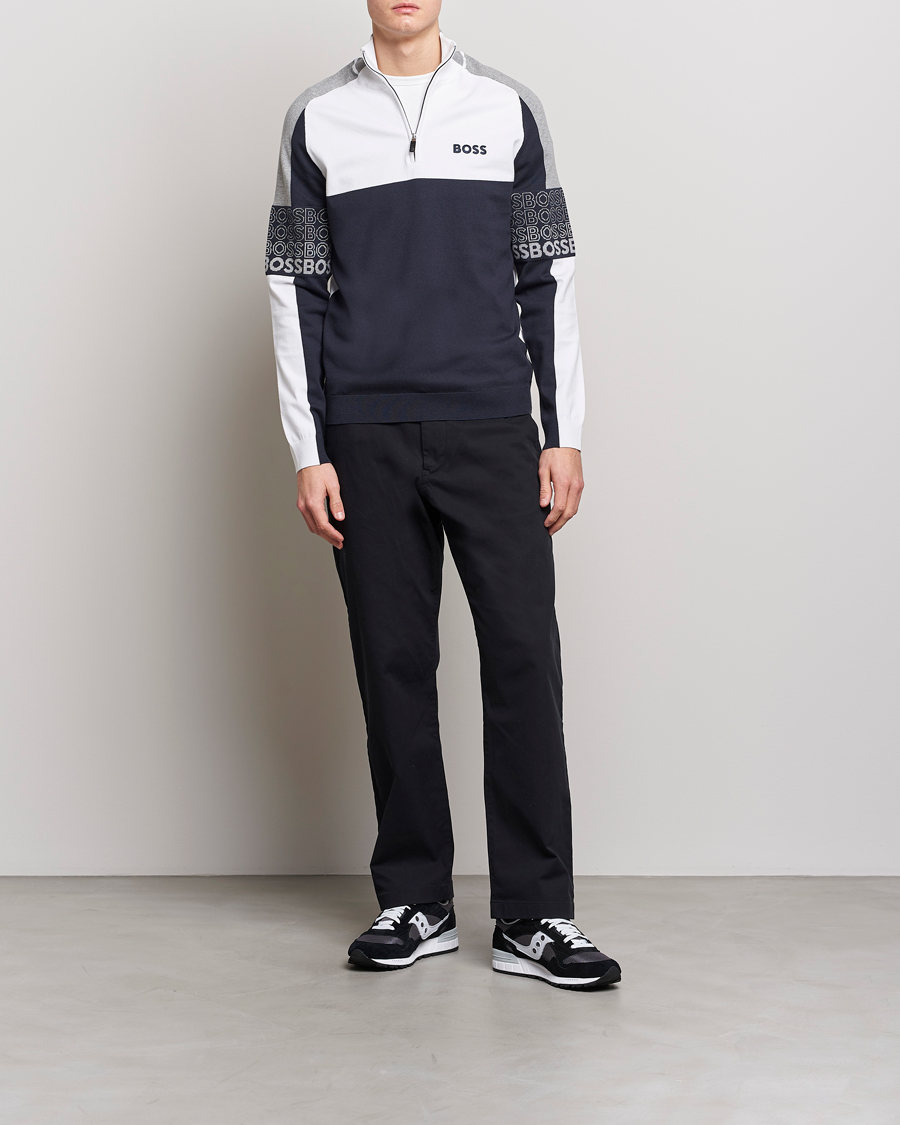 Mies | Puserot | BOSS GREEN | Zolko Knitted Half-Zip Dark Blue