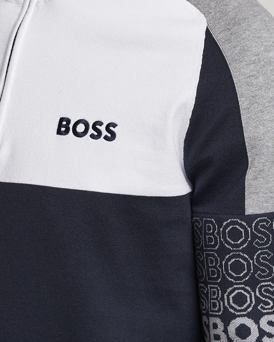 Mies | Puserot | BOSS GREEN | Zolko Knitted Half-Zip Dark Blue