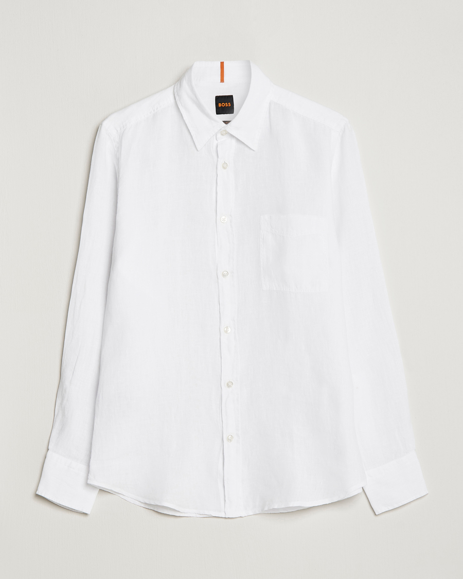 Mies | Kauluspaidat | BOSS ORANGE | Relegant Linen Shirt White