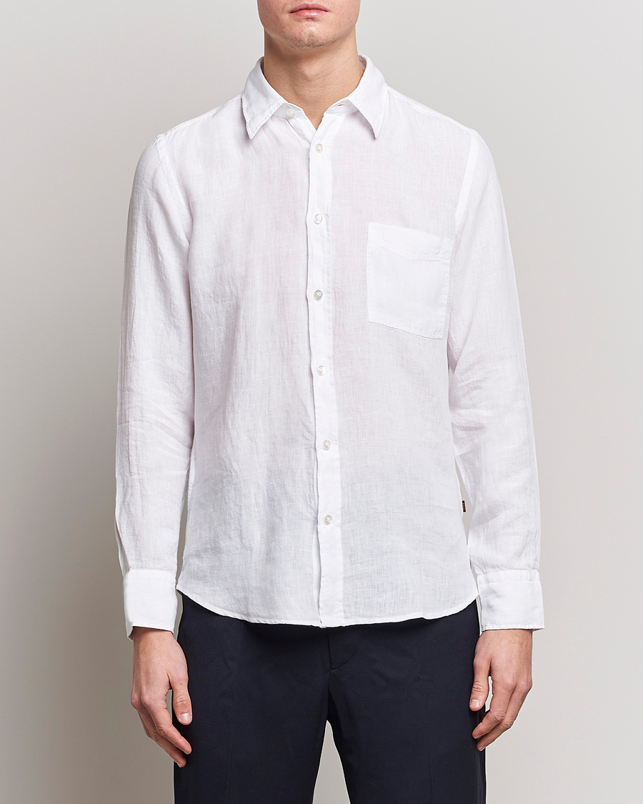 Mies | BOSS ORANGE | BOSS ORANGE | Relegant Linen Shirt White