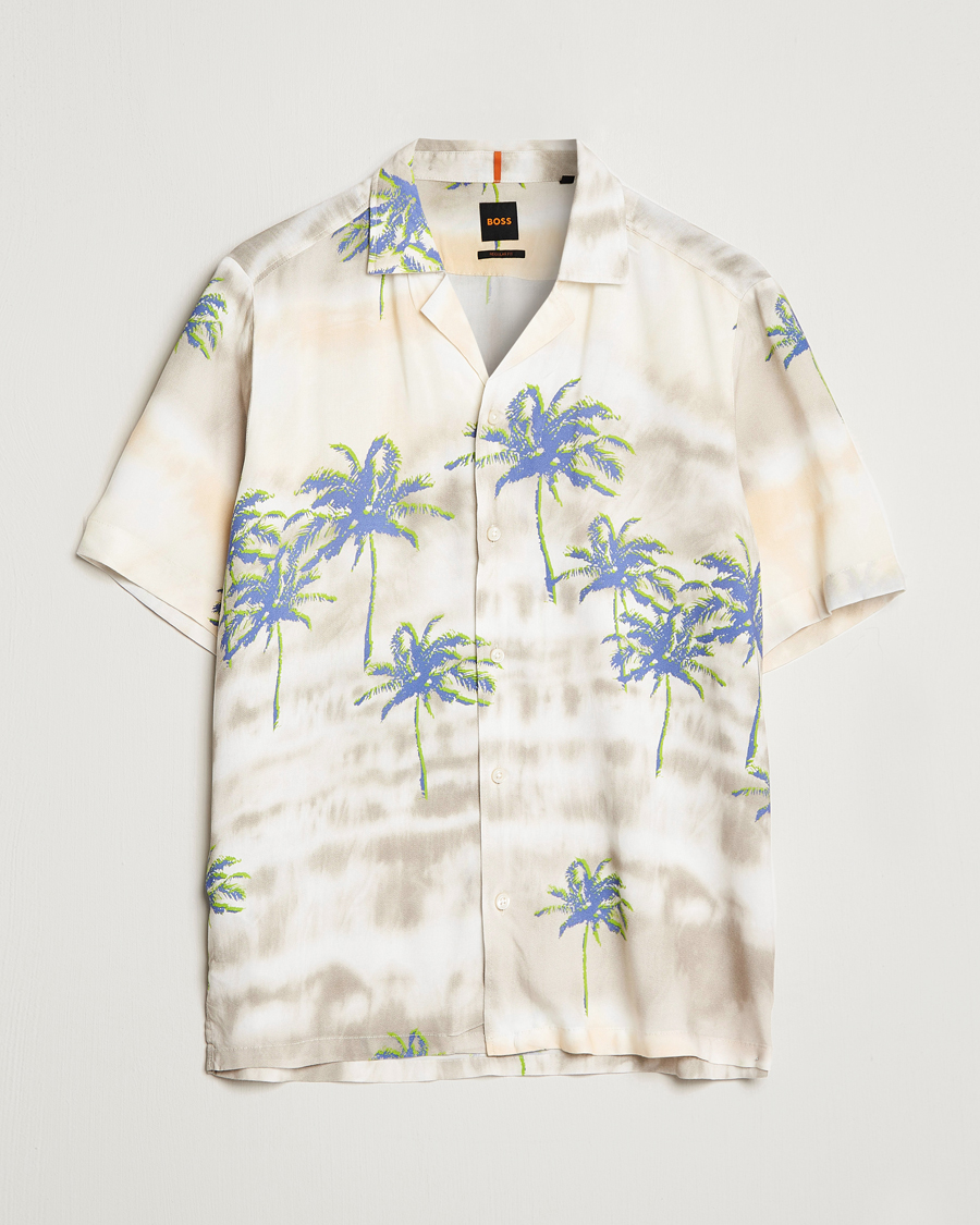 Mies | Kauluspaidat | BOSS ORANGE | Rayer Resort Collar Printed Short Sleeve Shirt Bei