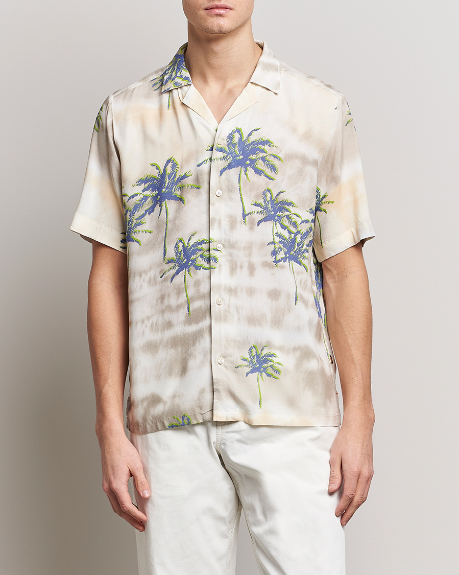 Mies | BOSS ORANGE | BOSS ORANGE | Rayer Resort Collar Printed Short Sleeve Shirt Bei