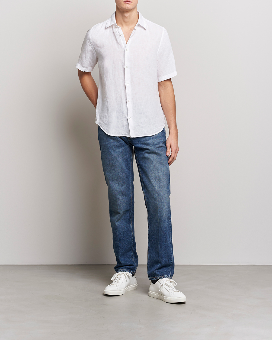 Mies | Kauluspaidat | BOSS ORANGE | Rash Linen Short Sleeve Shirt White