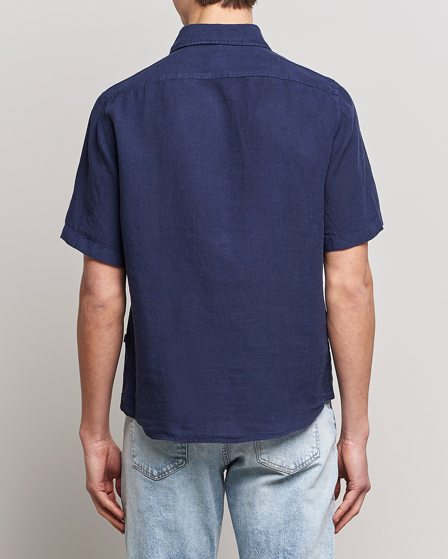Mies | Kauluspaidat | BOSS ORANGE | Rash Linen Short Sleeve Shirt Navy