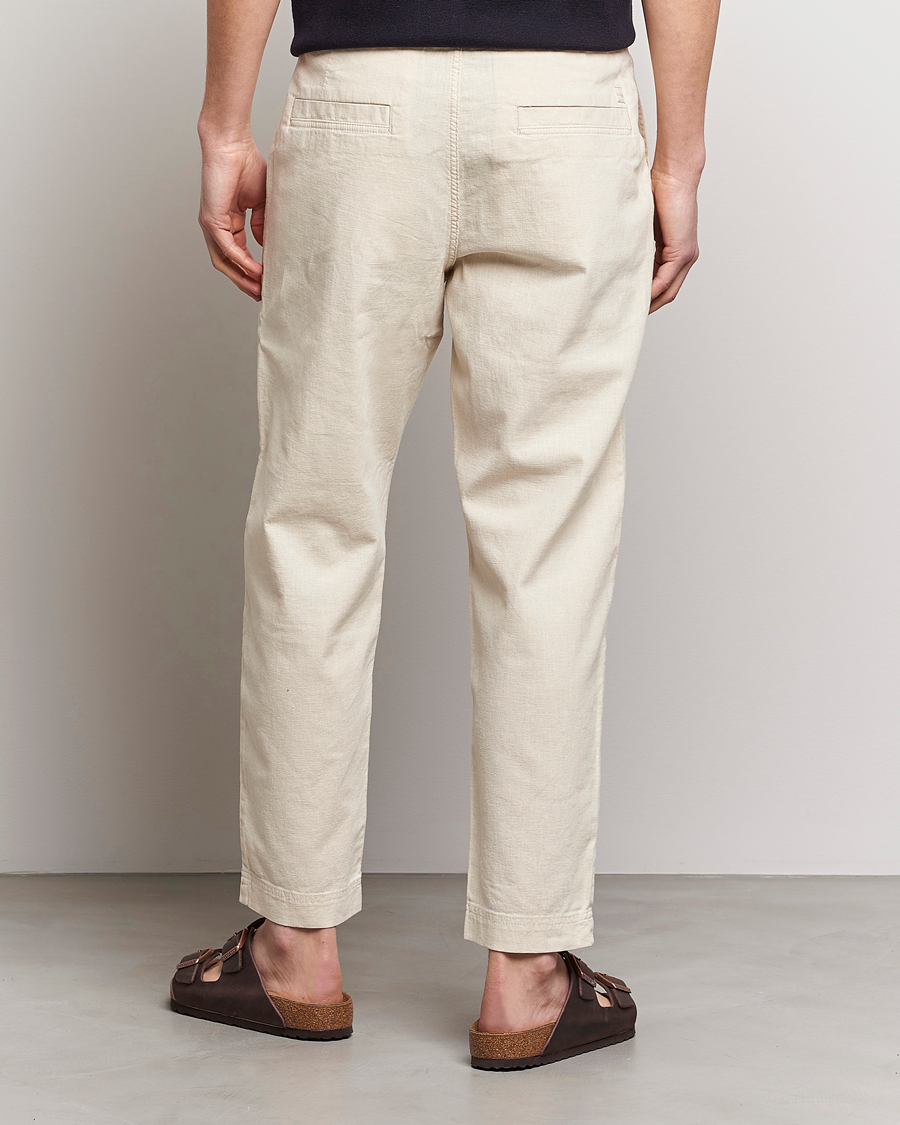 Mies | Housut | BOSS ORANGE | Sisla Cotton/Linen Drawstring Pants Light Beige