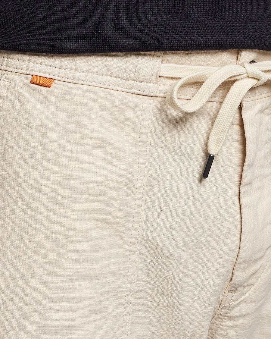 Mies | Housut | BOSS ORANGE | Sisla Cotton/Linen Drawstring Pants Light Beige