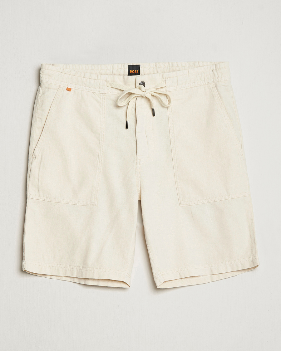 Mies | Shortsit | BOSS ORANGE | Sisla Cotton/Linen Drawstring Shorts Light Beige