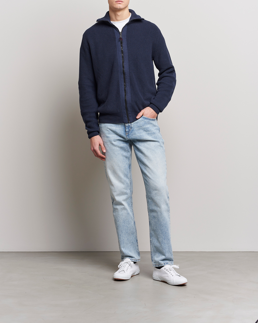 Mies | Puserot | BOSS ORANGE | Abinero Knitted Full-Zip Dark Blue