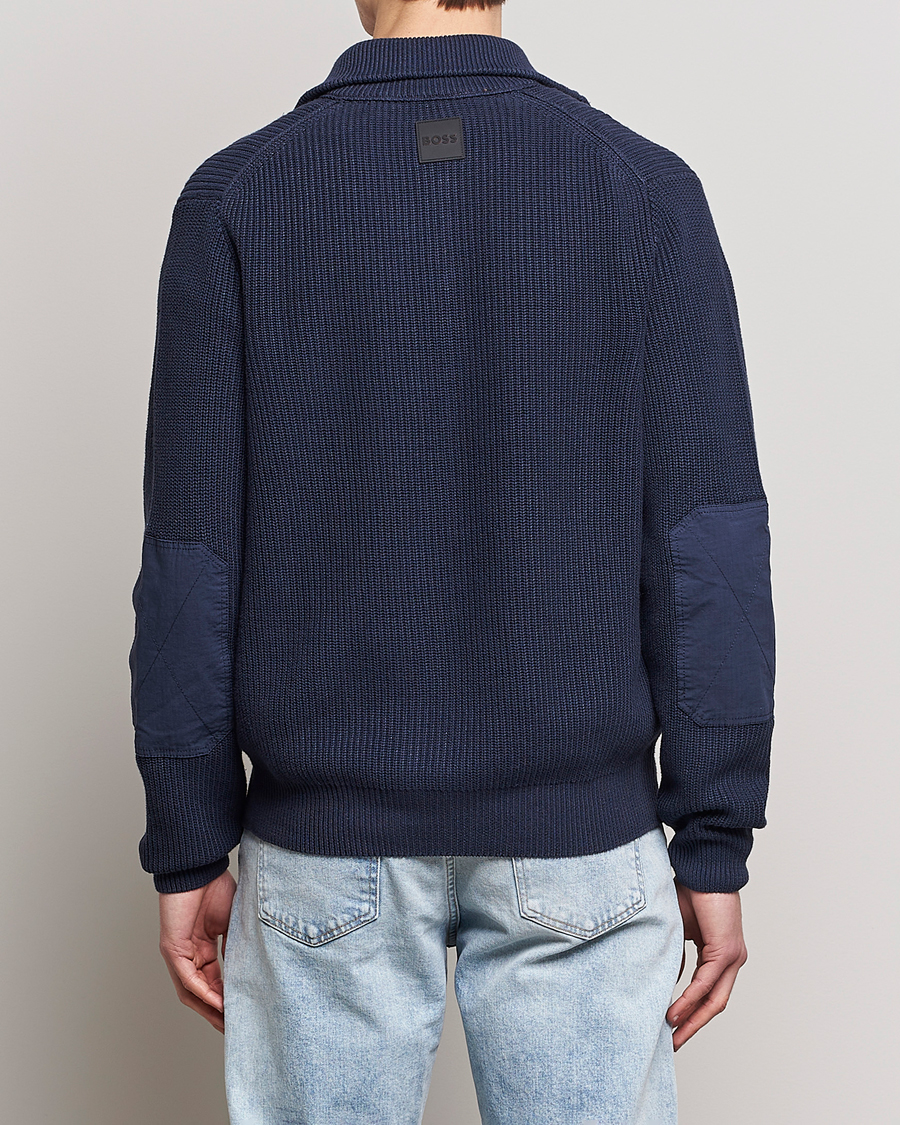 Mies | Puserot | BOSS ORANGE | Abinero Knitted Full-Zip Dark Blue