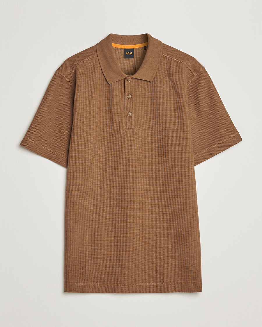 Mies | Pikeet | BOSS ORANGE | Petempesto Knitted Polo Open Beige