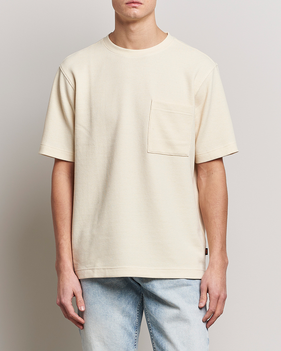Mies |  | BOSS ORANGE | Tempesto Knitted Crew Neck T-Shirt Light Beige