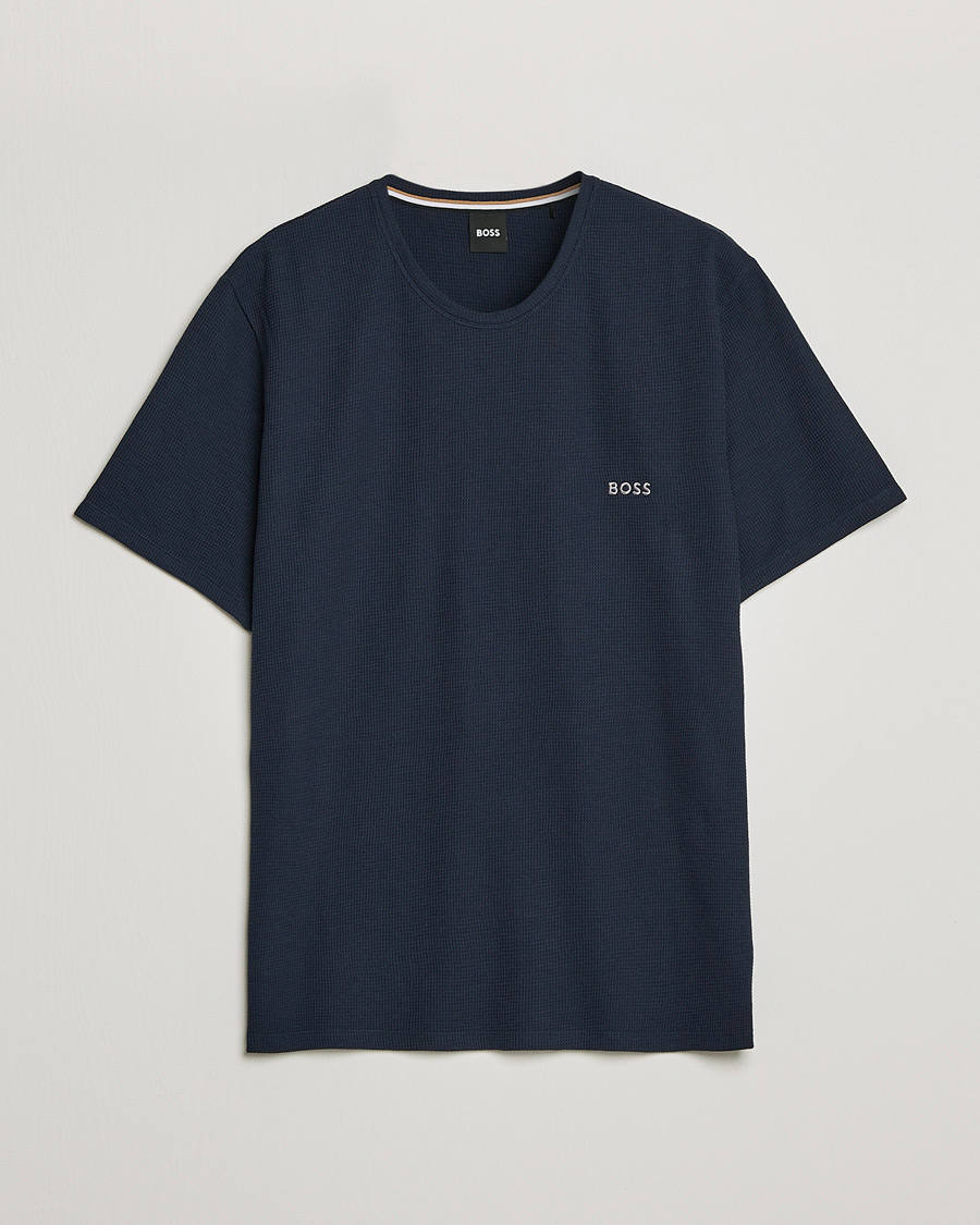 Mies | T-paidat | BOSS BLACK | Waffle Logo Crew Neck T-Shirt Dark Blue
