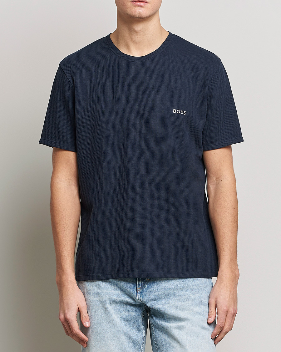 Mies | T-paidat | BOSS BLACK | Waffle Logo Crew Neck T-Shirt Dark Blue