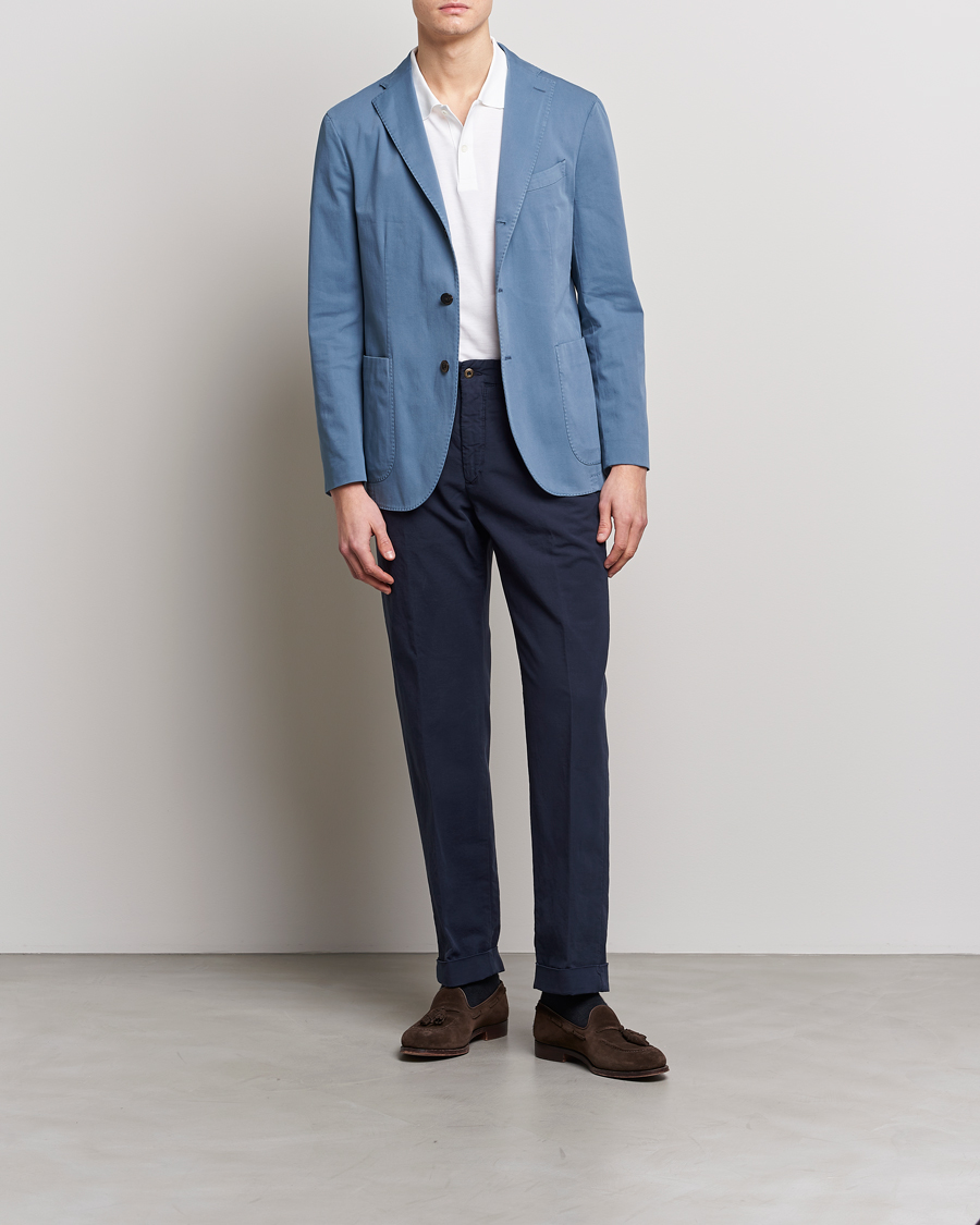 Mies | Housut | Incotex | Regular Fit Cotton Stretch Slacks Navy