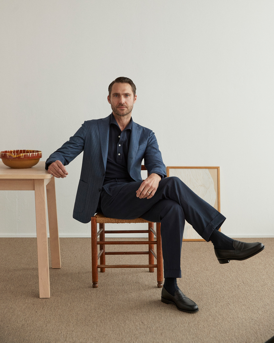 Mies | Housut | Incotex | Regular Fit Herringbone Chinos Navy