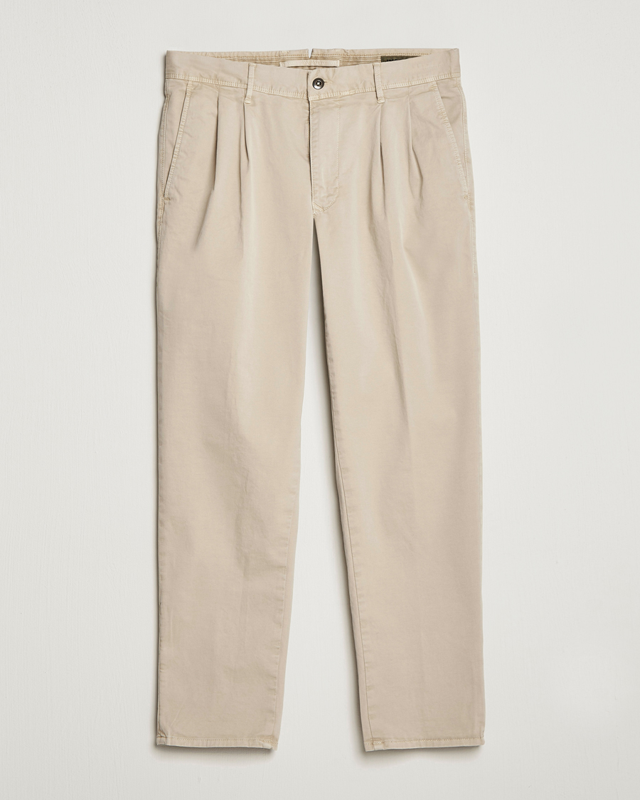 Mies | Housut | Incotex | Tapered Fit Pleated Slacks Beige