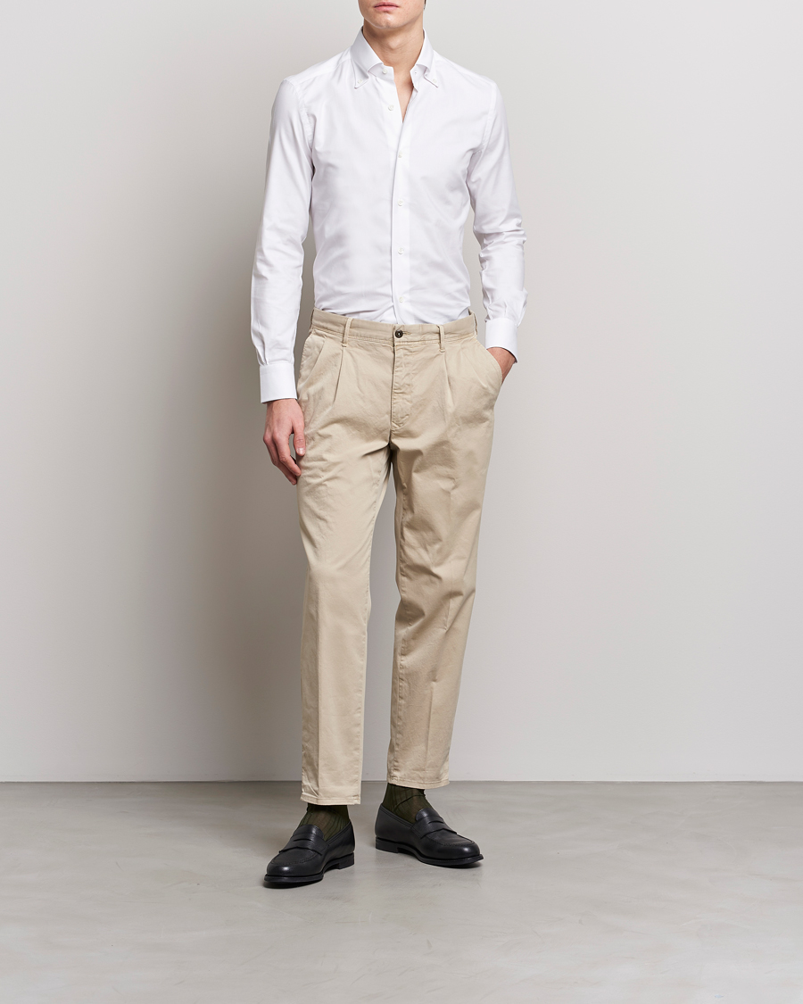 Mies | Housut | Incotex | Tapered Fit Pleated Slacks Beige