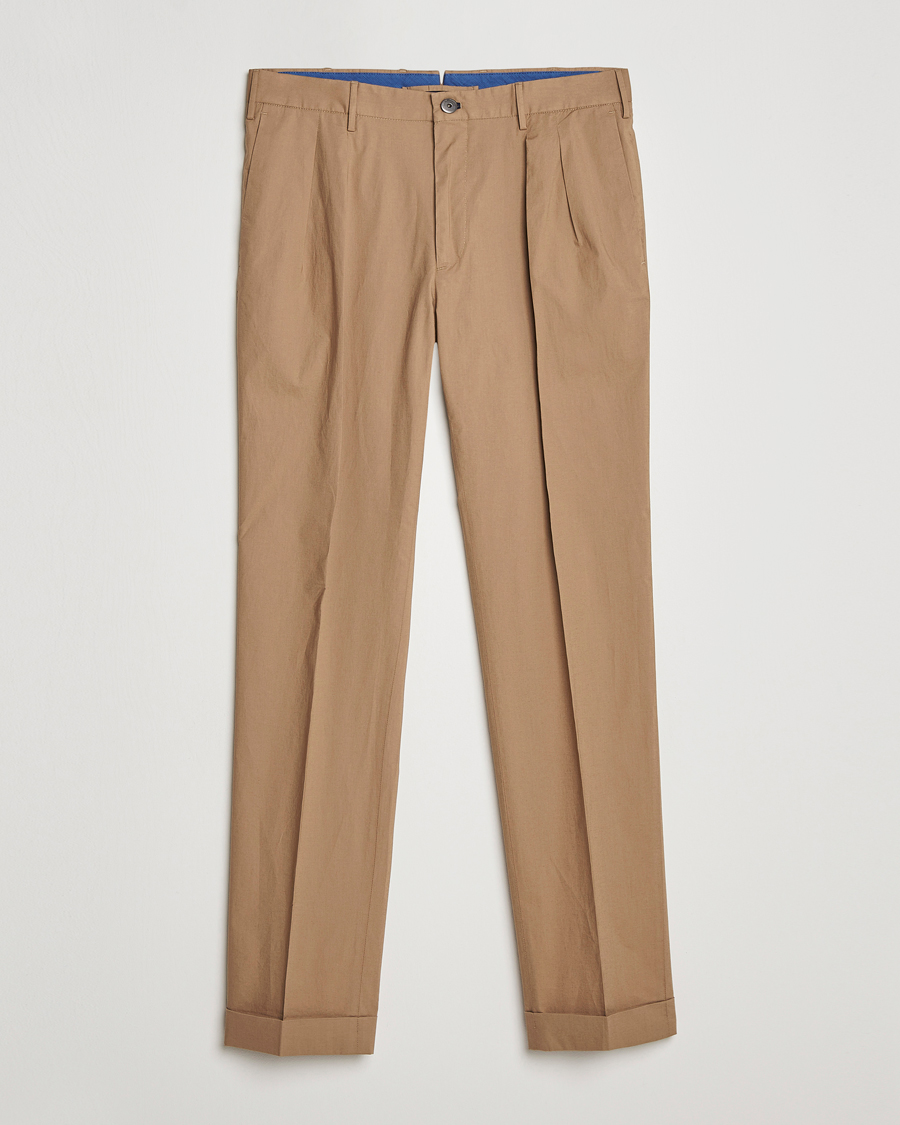 Mies | Housut | Incotex | Carrot Fit Popelino Lightweight Cotton Trousers Khaki