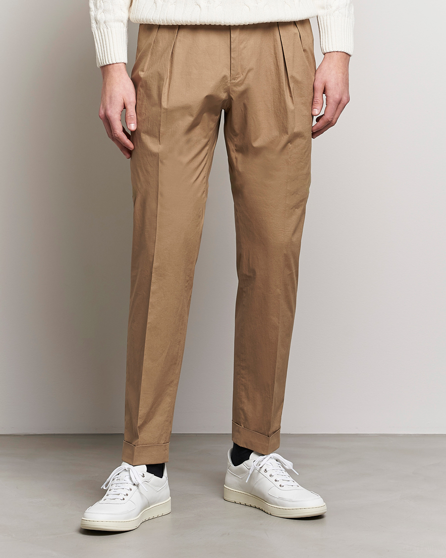 Mies | Housut | Incotex | Carrot Fit Popelino Lightweight Cotton Trousers Khaki