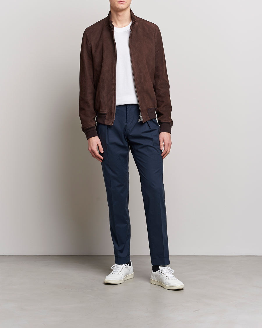 Mies | Housut | Incotex | Carrot Fit Popelino Lightweight Cotton Trousers Navy