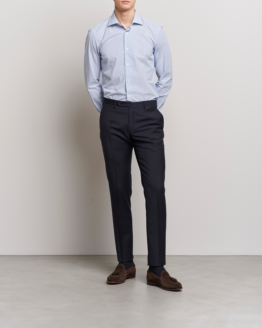 Mies | Housut | Incotex | Slim Fit Tropical Wool Trousers Navy