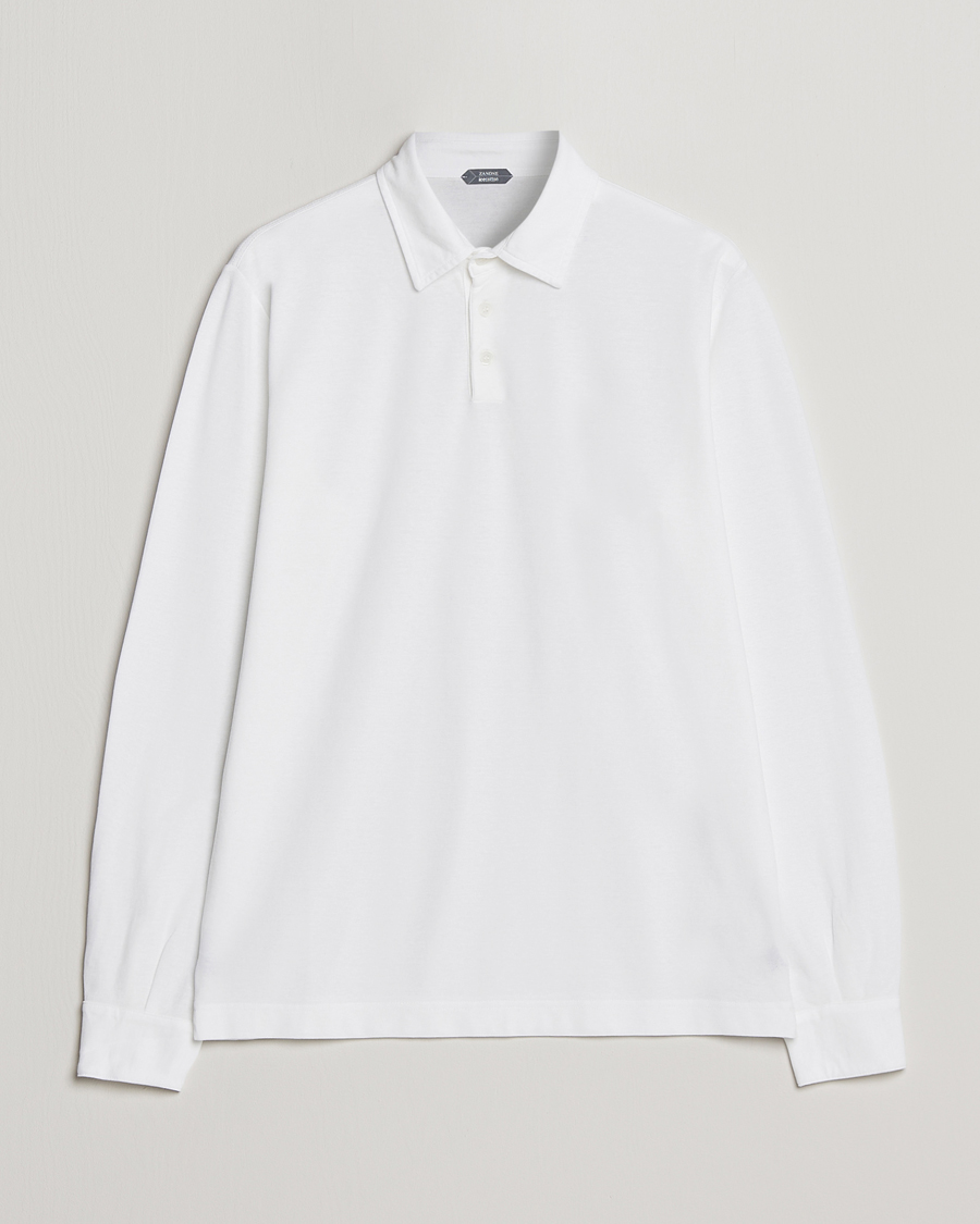Mies | Pikeet | Zanone | Ice Cotton Long Sleeve Polo White