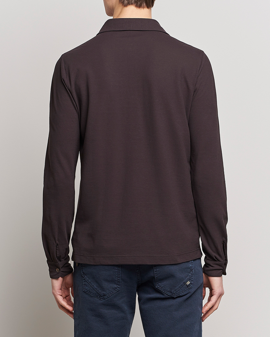Mies | Puserot | Zanone | Ice Cotton Long Sleeve Polo Dark Brown