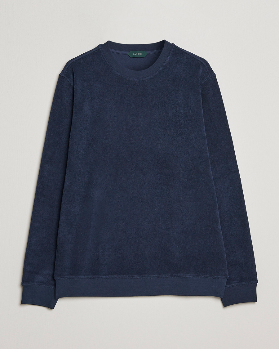 Mies | Puserot | Zanone | Terry Cotton Crew Neck Navy